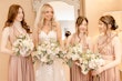 Bride In Sweetheart A-line Hattie Lane Lynette Rebecca Ingram With Bridesmaids In Pink