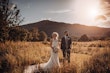 Real Bride wearing rustic boho lace wedding dress called Kendall by Maggie Sottero.