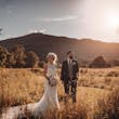 Real Bride wearing rustic boho lace wedding dress called Kendall by Maggie Sottero.