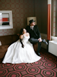 Bride Wearing Simple Aline Wedding Dress Called Selena By Maggie Sottero And Black Tulle Gloves With Groom