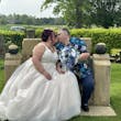 Bride wearing Natasha by Rebecca Ingram kissing her husband