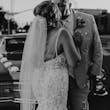 Groom With Bride Wearing Ethereal Beaded Mermaid Bridal Dress Geddes By Maggie Sottero