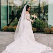 Bride Wearing Sexy Lace Wedding Dress Called Fiona By Maggie Sottero With Lace Veil