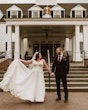 Bride In Beaded And Chiffon Wedding Dress Called Savannah By Maggie Sottero With Groom