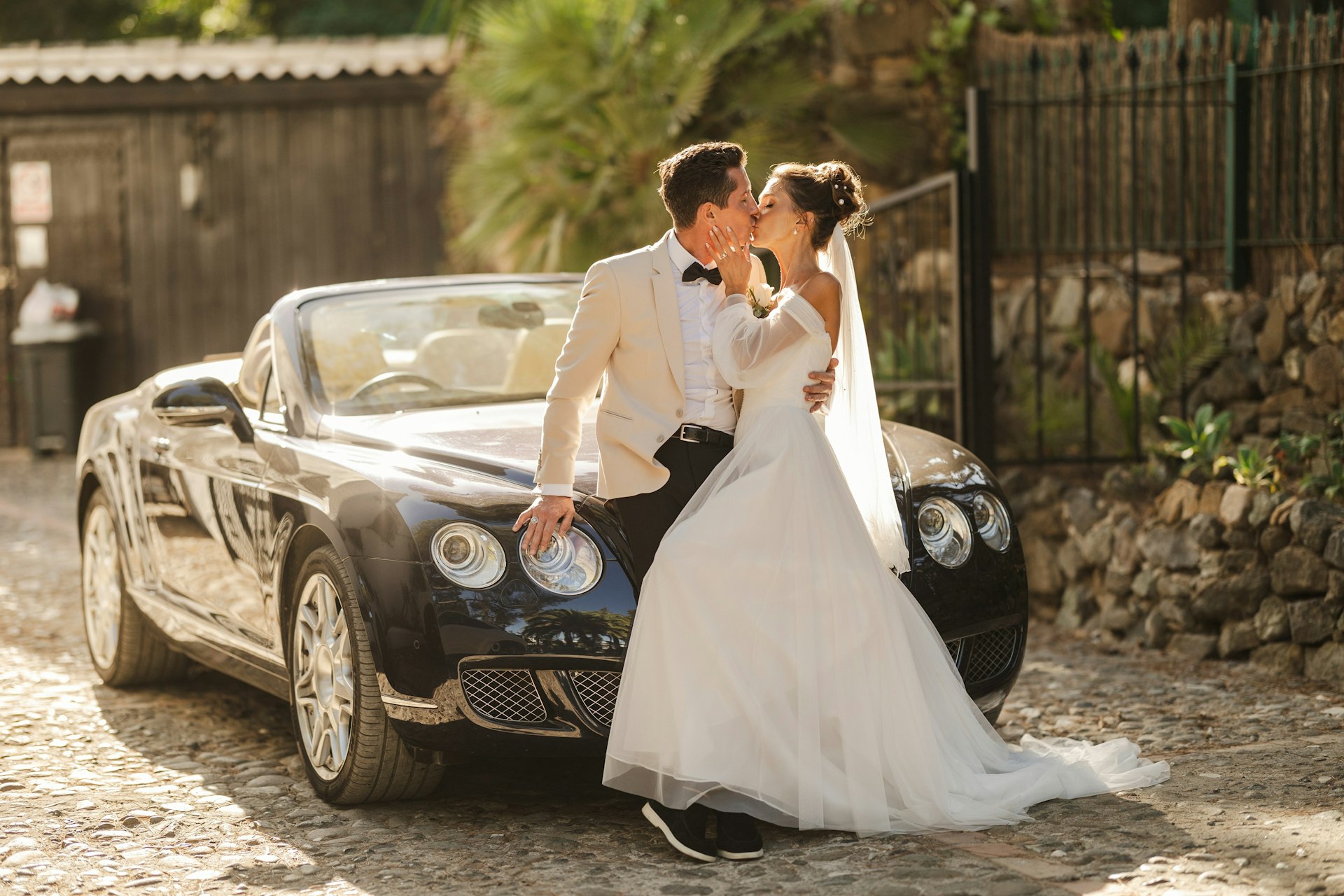 Bride Wearing Aline Wedding Dress Called Nerida By Sottero And Midgley With Groom And A Nice Car