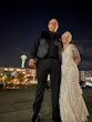 Bride Wearing Beaded Lace Wedding Dress Called Franklynn By Maggie Sottero With Groom In Vegas