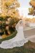 Real Bride in Floral Lace Mermaid Wedding Gown with Beaded Spaghetti Straps Called Giana by Maggie Sottero