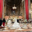 Bride Wearing Glam Long Sleeve Wedding Dress Called Seneca By Sottero And Midgley At The Ceremony