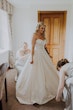 Bride Wearing Sparkly Aline Wedding Dress Called Anniston Getting Ready