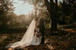 Groom With Bride Wearing Crepe Fit-And-Flare Wedding Dress Juanita Louise By Maggie Sottero