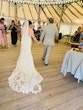 Groom with Real Bride in V-neck Lace Strap Wedding Dress Named Dublin by Sottero & Midgley
