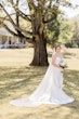 Bride Wearing Modern Mikado Mermaid Wedding Gown Called Pippa By Rebecca Ingram