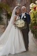 Real Bride in Mikado A-Line Bridal Dress with Plunging V-Neckline Called Raven Marie by Maggie Sottero