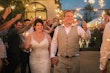 Groom with Real Bride in V-neck Lace Strap Wedding Dress Named Dublin by Sottero & Midgley