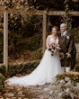 Real Bride in Nature-Inspired Tulle Wedding Dress with Plunging V-Neckline Called Jenessa by Rebecca Ingram