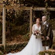 Real Bride in Nature-Inspired Tulle Wedding Dress with Plunging V-Neckline Called Jenessa by Rebecca Ingram