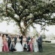 Groom With Bride Wearing White Lace A-line