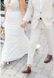 Bride In Crepe Wedding Dress Called Carmen By Rebecca Ingram 