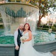 Groom and Bride at a Las Vegas Wedding Wearing Lace Ballgown Called Ellen by Rebecca Ingram