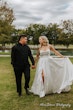 Bride Wearing Aline Satin Wedding Gown Called Scarlet By Maggie Sottero With Groom