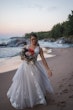 Real Bride On Beach In White Wedding Dress Named Raelynn By Rebecca Ingram