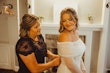 Bride Wearing Sheath Wedding Dress With Pearls Drew Marie By Maggie Sottero