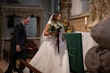 Real Bride in Romantic Cap-Sleeve Chiffon Wedding Gown with Sweetheart Neckline Called June by Maggie Sottero