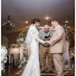Bride Wearing Modest Lace Wedding Dress Called Tuscany Leigh By Maggie Sottero With Groom Getting Married