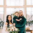Bride Wearing Sexy Lace Wedding Dress Called Fiona By Maggie Sottero With Their Child