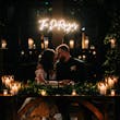 Bride Wearing Sexy Lace Wedding Dress Called Fiona By Maggie Sottero With Groom At A Candle Lit Table