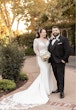 Groom Posing With Real Bride In A White Long Sleeve Wedding Dress Named Nikki By Maggie Sottero