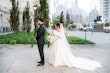 Bride Wearing Modern Ballgown Wedding Dress Called Aspen By Sottero And Midgley With Groom For The First Look