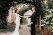 Groom With Bride Wearing Sheath Lace Wedding Dress Celeste By Maggie Sottero