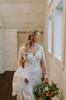 Bride Wearing Lace Sheath Wedding Dress Francesca By Maggie Sottero