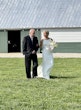 Real Bride in Bead Embroidery Deep Keyhole Back Wedding Dress Named Bellarose By Rebecca Ingram with Father