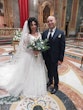 Bride Wearing Glam Long Sleeve Wedding Dress Called Seneca By Sottero And Midgley With Groom