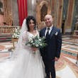 Bride Wearing Glam Long Sleeve Wedding Dress Called Seneca By Sottero And Midgley With Groom