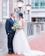 Bride In Square Neck Wedding Dress Called Sawyer By Sottero And Midgley With Groom