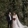Bride On Beach With Groom In Strapless Wedding Dress Called Monaco By Maggie Sottero