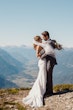 Real Bride in Geometric Lace Bridal Dress with Sweetheart Neckline Called Dover by Maggie Sottero