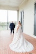 Groom Before First Look with Bride Wearing A-Line Wedding Dress Called Wallis by Maggie Sottero