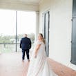 Groom Before First Look with Bride Wearing A-Line Wedding Dress Called Wallis by Maggie Sottero