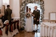 Real Bride in Nature-Inspired Tulle Wedding Dress with Plunging V-Neckline Called Jenessa by Rebecca Ingram