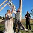 Real Bride in Romantic Sweetheart Neckline Wedding Dress with Floral Lace Motifs Called Hattie Lane Lynette Marie by Rebecca Ingram