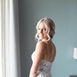 Bride Wearing Lace Mermaid Style Wedding Dress Tuscany By Maggie Sottero 