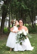 Bride Wearing Simple Chiffon Wedding Dress Called Marta Lynette By Rebecca Ingram Kissed By Flower Girl Daughter