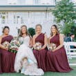Bride Wearing Sexy Lace Wedding Dress Called Lennon By Maggie Sottero With Her Bridesmaids