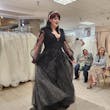 Bride Wearing Black Lace Wedding Dress Called Alexandria By Rebecca Ingram Trying On The Dress