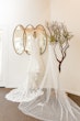 Real Bride's Floral Lace Mermaid Wedding Gown with Beaded Spaghetti Straps Called Giana by Maggie Sottero