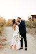 Groom With Bride Wearing Sexy Crepe Sheath Wedding Dress Cambridge By Sottero And Midgley